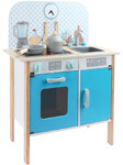 Wooden kitchen with clock for children - Menfi Blue