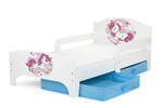 Wooden bed for children with 140 x 70 mattress - SMART - Pink Unicorn UV print