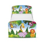 Wooden bed for children - ZOO UV print - with a 140x70 mattress
