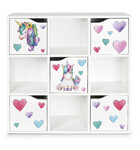 Wooden shelf for toys, accessories and decorations - with 5 doors - KUBICO MAX - Unicorn