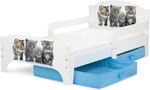  Wooden bed for children with 140 x 70 mattress - SMART - Kittens UV print