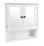 White, wooden, wall-mounted MEGHAN mirror cabinet