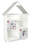 White and gray wooden house bookcase with 6 compartments - Little Cottage - Unicorns