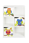 Wooden shelf with 3 doors - KUBICO SLIM - Owls