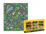 Baby educational play mats 140/160 - 4 locations (Downtown, Airport, Race Track, Funky Town) + 9 metal cars
