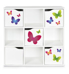 Wooden shelf for toys, accessories and decorations - with 5 doors - KUBICO MAX - Butterflies