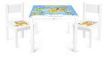 Wooden table with two chairs set - Yeti - World Map