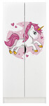 White two-door wardrobe - ROMA - Pink Unicorn