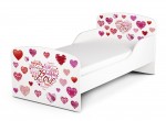 Wooden bed for children - Love Hearts UV print - with a 140x70 mattress