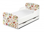 Wooden bed for children - Farm Animals UV print - with a drawer and 140x70 mattress