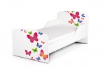 Wooden bed for children - Buterflies UV print - with a 140x70 mattress