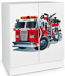 Modern white cabinet - ROMA with UV print Fire truck