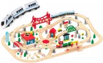Deluxe wooden train set - 130 elements - with electric engine