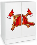 Modern white cabinet - ROMA with UV print Fireman's helmet