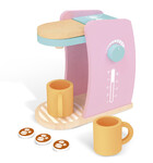 Pastel wooden coffeemaker with cups