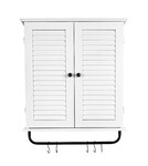 White wall-mounted cabinet with black rail and hangers MEGHAN 