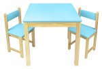 Wooden table with two chairs set - Blue