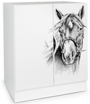 Modern white cabinet - ROMA with UV print Horse