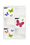 Wooden shelf with 3 doors - KUBICO SLIM - Butterflies