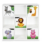 Wooden shelf for toys, accessories and decorations - with 5 doors - KUBICO MAX - Animals