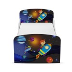 Wooden bed for children - Space Odyssey UV print - with a drawer and 140x70 mattress