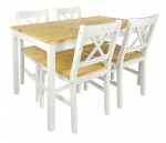 Wooden table and 4 chairs set WHITE / PINE