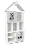 White and gray wooden house bookcase with 10 compartments - Super Cottage - Horses