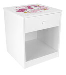 Wooden bedside cabinet - Pink Unicorn - with a drawer and a shelf