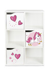 Wooden shelf with 3 doors - KUBICO SLIM - Pink Unicorn