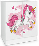 Modern white cabinet - ROMA with UV print Pink Unicorn