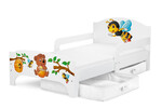 Wooden bed for children with 140 x 70 mattress - SMART - Bear and Bees UV print
