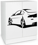 Modern white cabinet - ROMA with UV print Sport Car