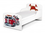 Wooden bed for children - Fire Engine UV print - with a 140x70 mattress