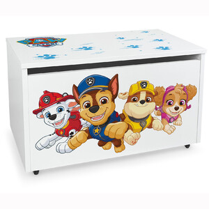 Wheeled wooden toy box with stool seat - PAW Patrol Chase Skye Marshall Rubble 07