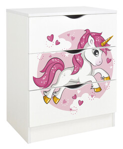 White chest of drawers - ROMA - Pink Unicorn 