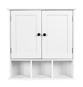 White wooden cabinet with three shelves, wall mounted MEGHAN