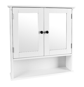 White, wooden, wall-mounted MEGHAN mirror cabinet