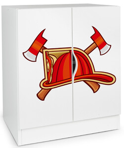 Modern white cabinet - ROMA with UV print Fireman's helmet