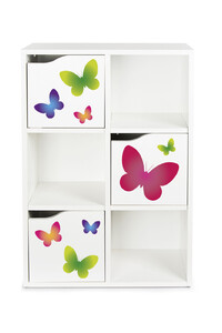 Wooden shelf with 3 doors - KUBICO SLIM - Butterflies