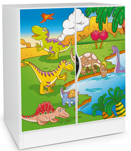 Modern white cabinet - ROMA with UV print Dino