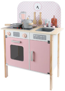 Wooden kitchen with clock for children - Menfi Rose