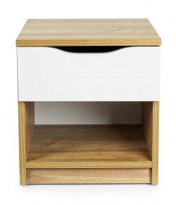 Modern cabinet nightstand with a drawer - Walnut / White