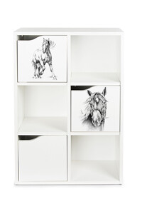 Wooden shelf with 3 doors - KUBICO SLIM - Horses