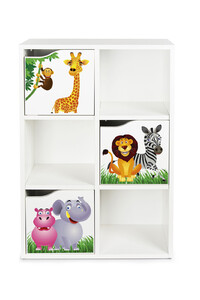 Wooden shelf with 3 doors - KUBICO SLIM - Animals  2