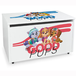 Wheeled wooden toy box with stool seat - PAW Patrol Good Pups 06