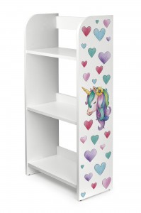  White wooden bookcase - 3 shelves - Unicorn