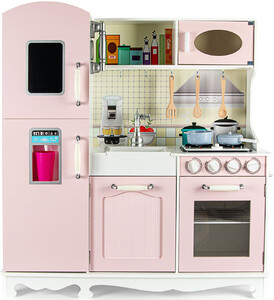 Wooden children's kitchen with accessories - Pink Vintage