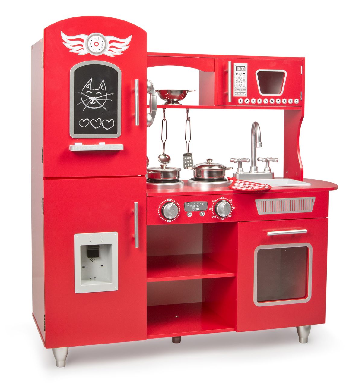 Leomark Big Red Toy Kitchen  for Kids with Set  of Metal  